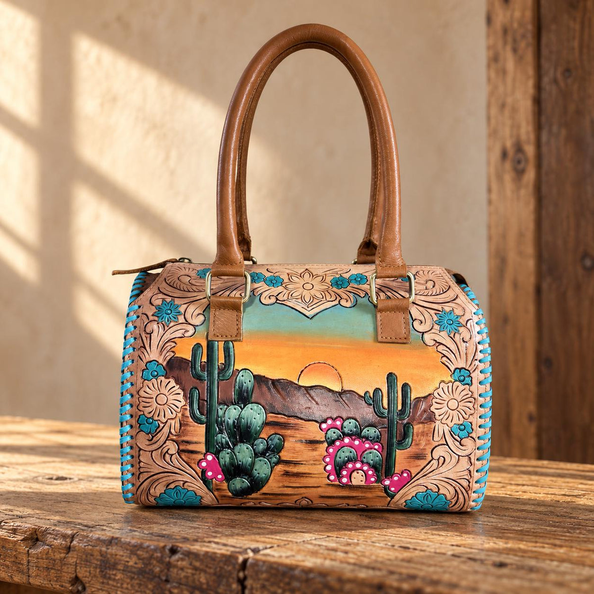 Catus Blossom Western Speedy Leather Purse by Double B