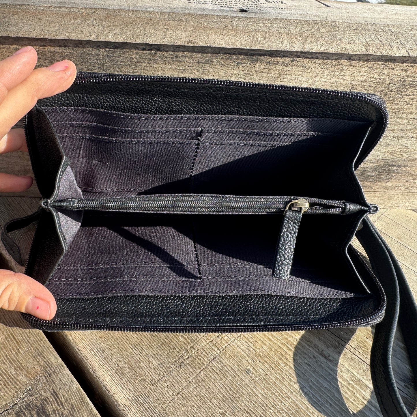 Black and White Speedy Checkered Genuine Western Cowhide Leather Purse