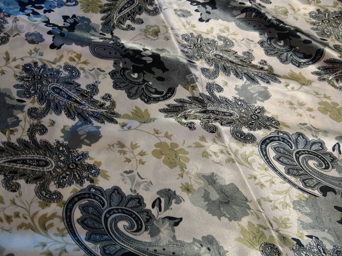 Wild Rag Floral Paisley Ivory, Gray, Black Floral Cowboy Western Neck Scarf Bandanna by Double b Wild Rags