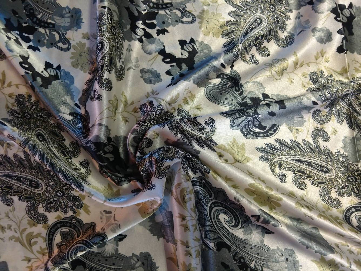 Wild Rag Floral Paisley Ivory, Gray, Black Floral Cowboy Western Neck Scarf Bandanna by Double b Wild Rags