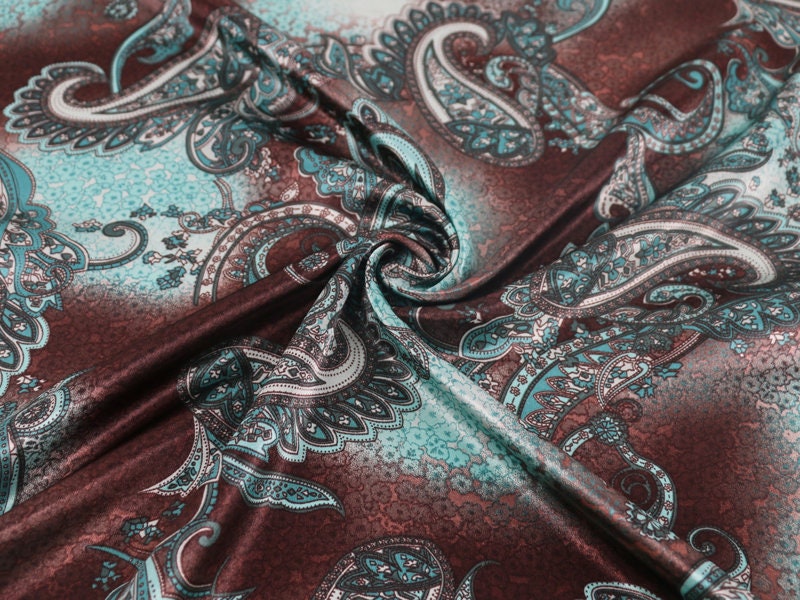 Wild Rag Turquoise and Brown Paisley Cowboy Western Neck Scarf Bandanna by Double B Wild Rags