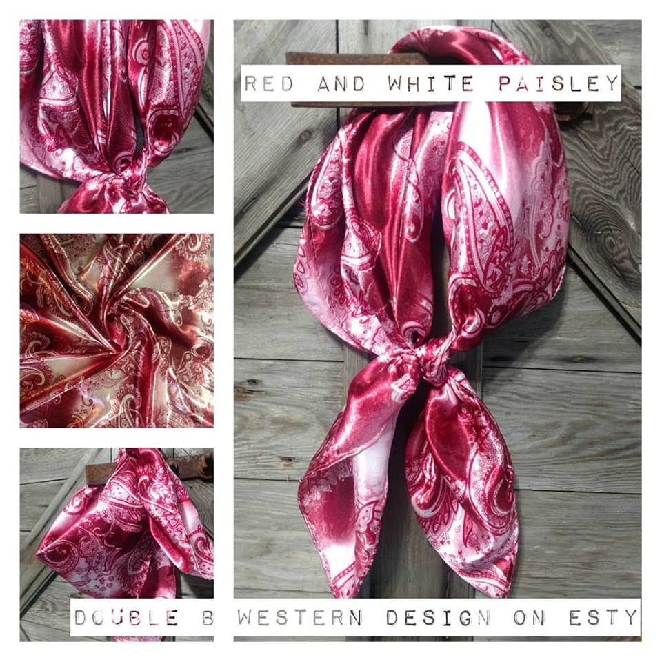 Wild Rag Red and White Paisley Cowboy Western Neck Scarf Bandanna by Double B Wild Rags