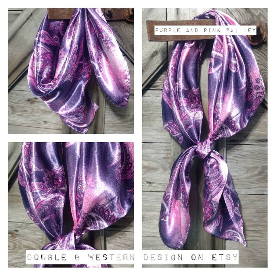 Wild Rag Purple and Pink Paisley New Cowboy Western Neck Scarf Bandanna by Double B Wild Rags