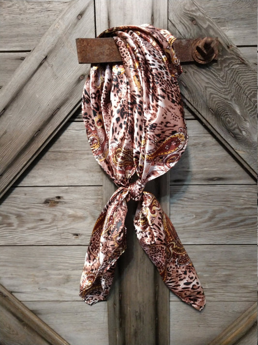 Wild Rag ANIMAL 608 Brown Paisley Cheetah Cowboy Western Neck Scarf Bandanna by Double B Wild Rags