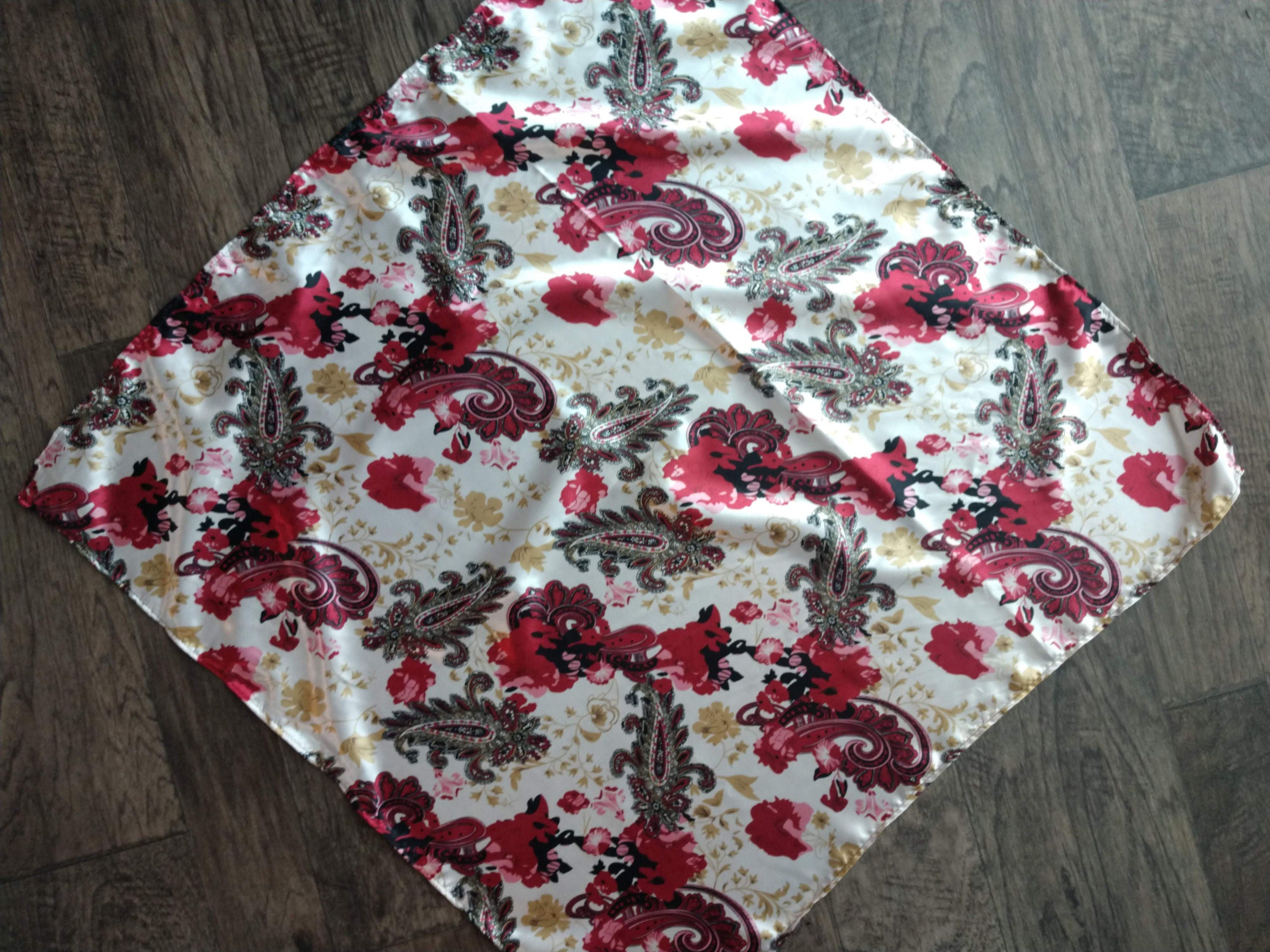 Wild Rag PAISLEY 114 Wine Red and Ivory Floral Cowboy Western Neck Sca ...