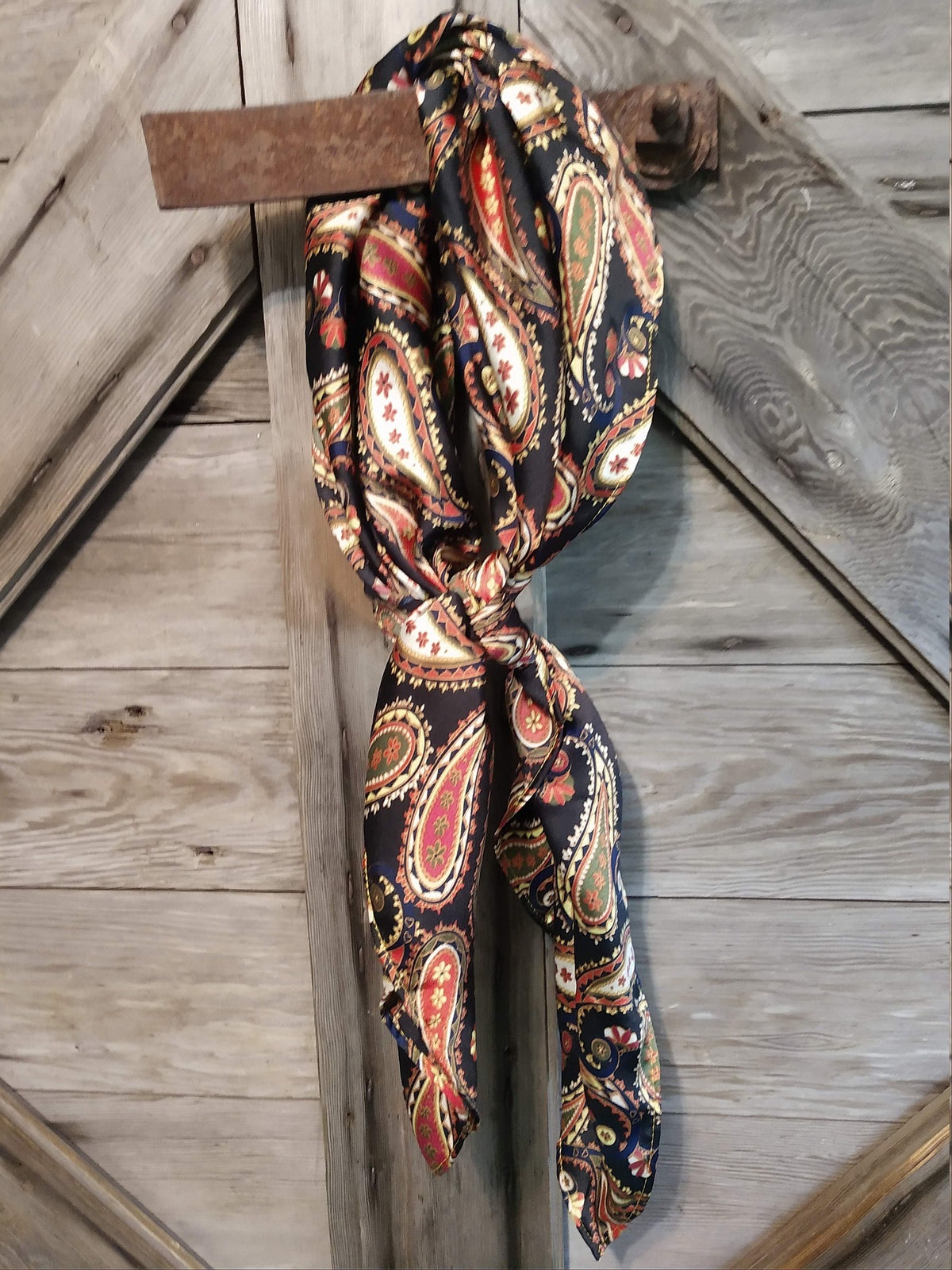 Wild Rag Black Red Navy Blue Paisley Cowboy Western Neck Scarf Bandanna by Double B Wild Rags