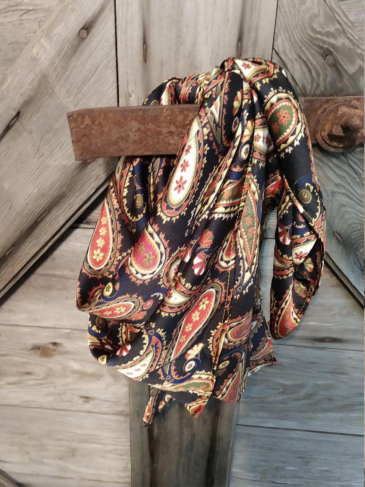 Wild Rag Black Red Navy Blue Paisley Cowboy Western Neck Scarf Bandanna by Double B Wild Rags