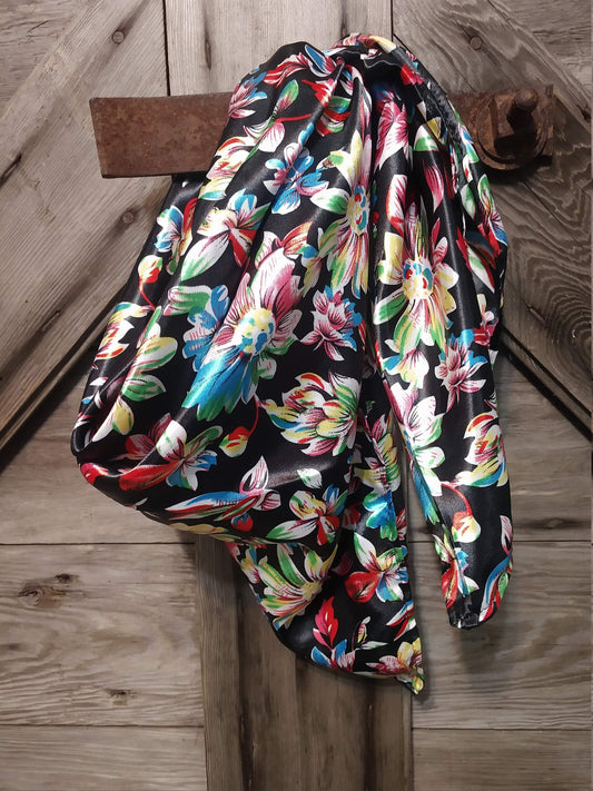 Wild Rag - Wild Daisy BLACK Cowboy Western Neck Scarf Bandanna by Double B Wild Rags