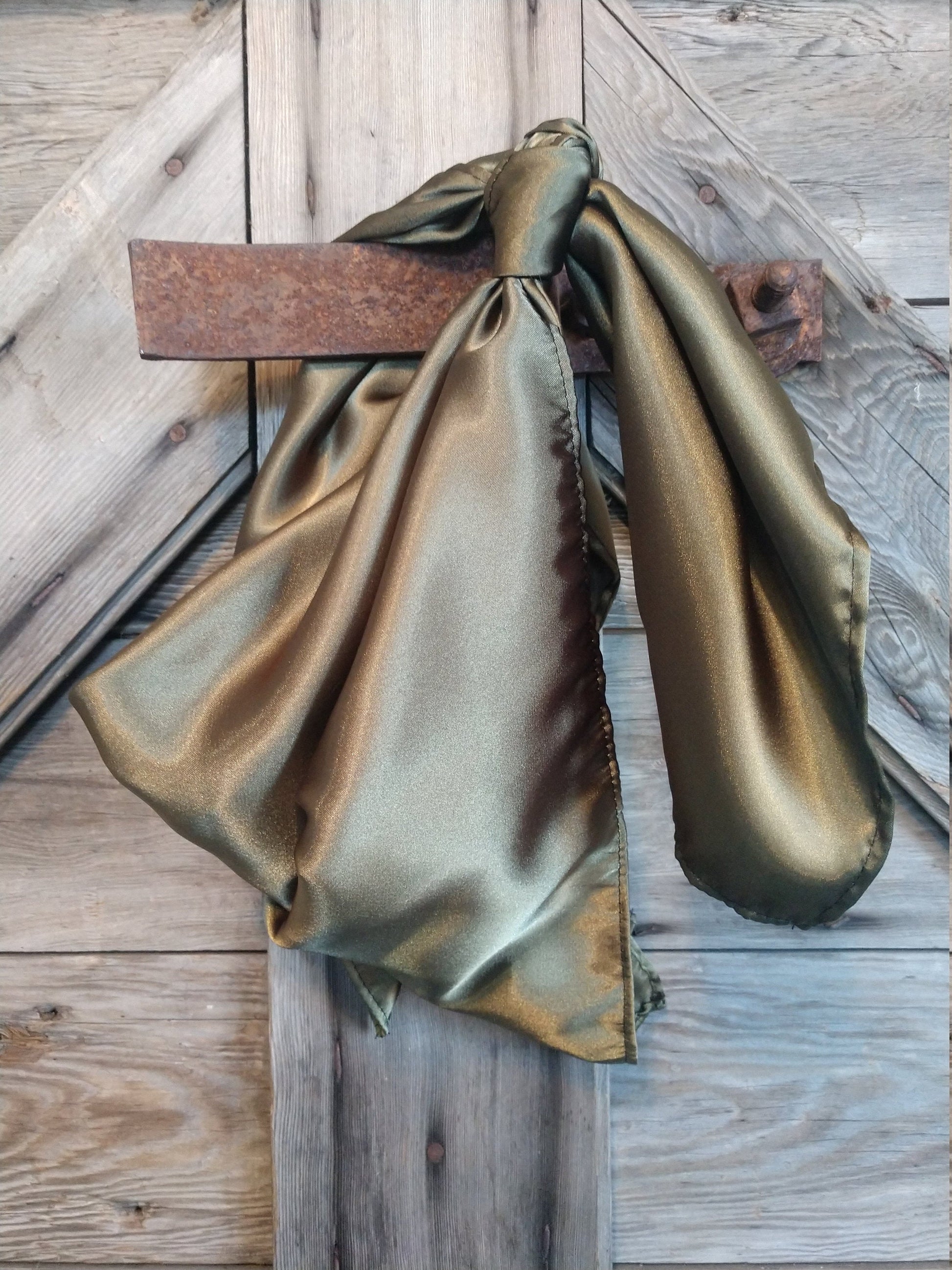 Wild Rag SOLID 213 Olive Green Cowboy Silk Charmeuse Wild Rag Western Neck Scarf Bandanna by Double B Wild Rags