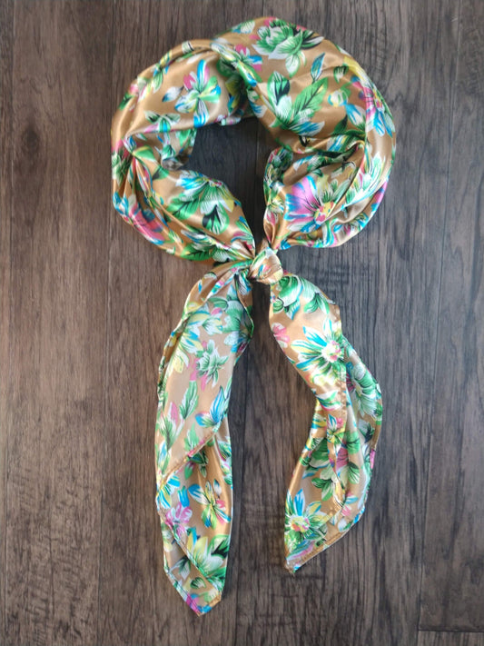 Wild Rag Khaki Wild Daisy Floral Cowboy Western Neck Scarf Bandanna by Double B Wild Rags