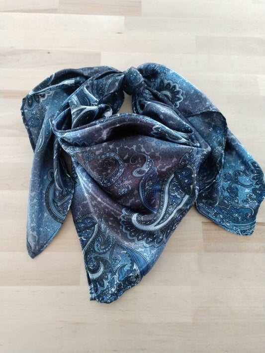 Wild Rag PAISLEY 109 Denim Blue Paisley Cowboy Western Neck Scarf Bandanna by Double B Wild Rags