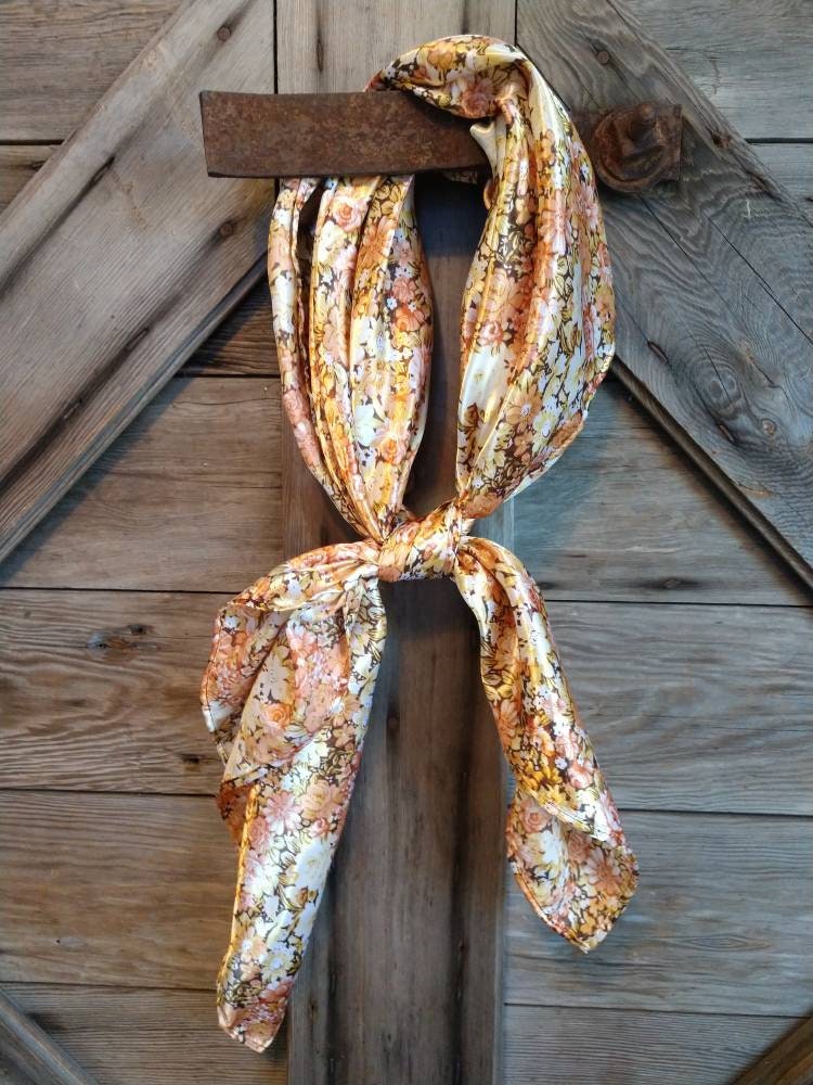 Wild Rag Copper Orange Vintage Floral Print Cowboy Western Neck Scarf Neckerchief Bandanna by Double B Wild Rags