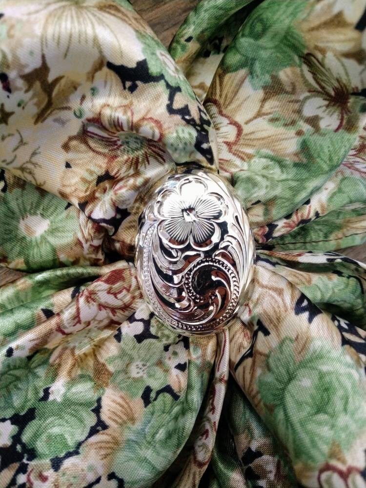 Wild Rag Sage Green Vintage Floral Print Cowboy Western Neck Scarf Neckerchief Bandanna by Double B Wild Rags