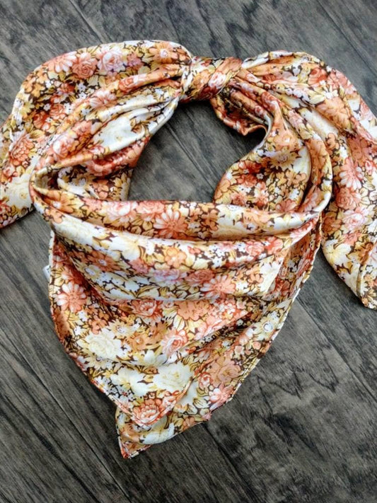 Wild Rag Copper Orange Vintage Floral Print Cowboy Western Neck Scarf Neckerchief Bandanna by Double B Wild Rags