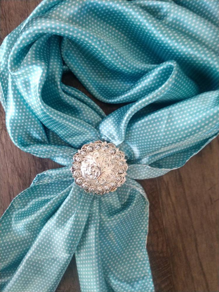 Wild Rag Tiny Pin Polka Dot Light Turquoise Cowboy Western Neck Scarf Bandanna by Double B Wild Rags