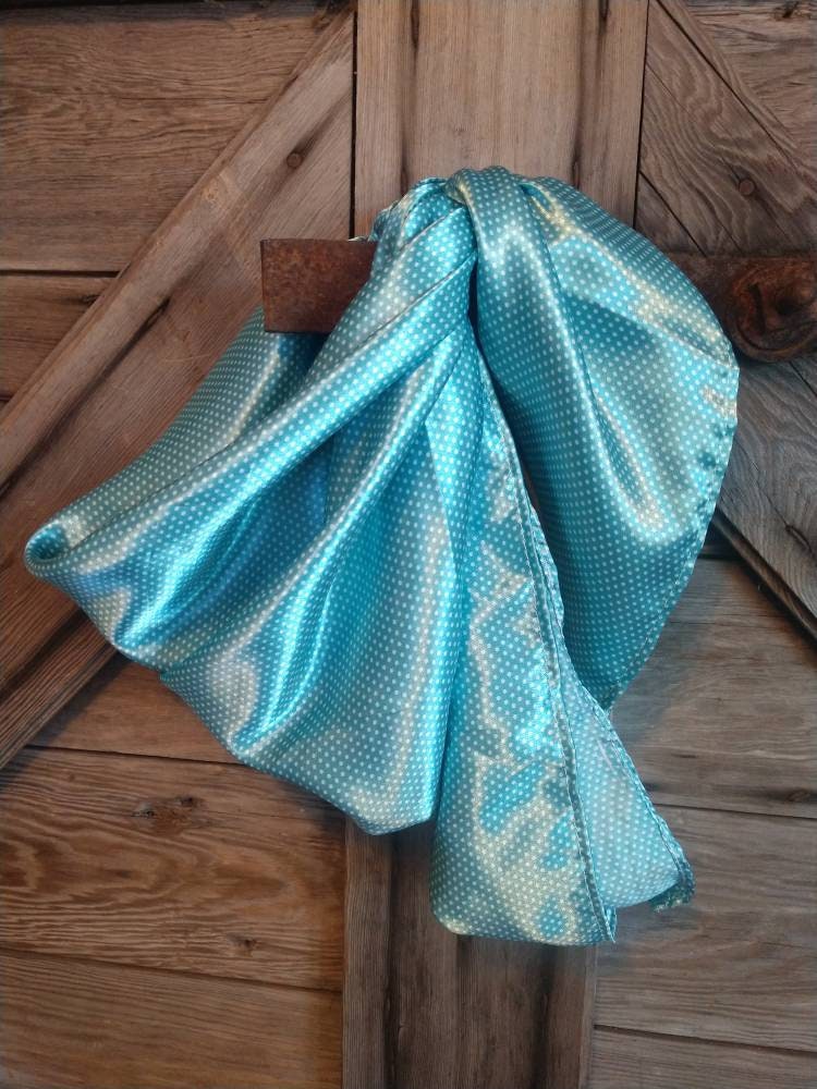 Wild Rag Tiny Pin Polka Dot Light Turquoise Cowboy Western Neck Scarf Bandanna by Double B Wild Rags