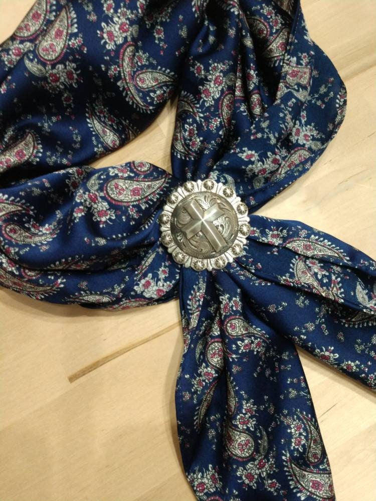 Wild Rag Retro Paisley Navy Blue Cowboy Western Neck Scarf Bandanna by Double B Wild Rags