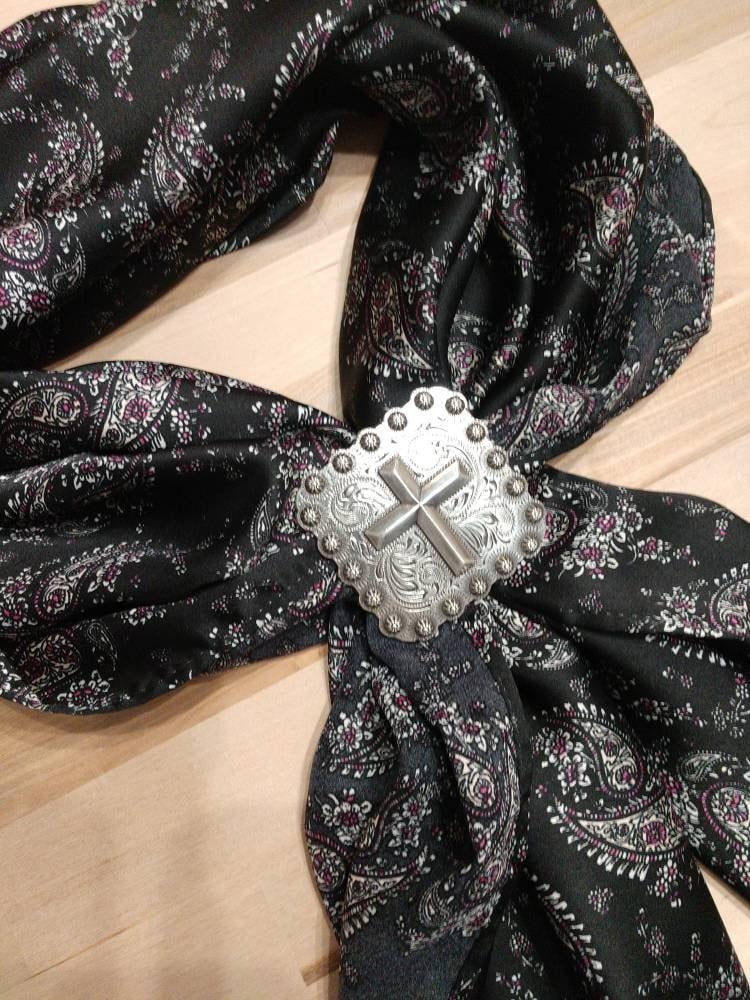 Wild Rag Retro Paisley Black Retro Cowboy Western Neck Scarf Bandanna by Double B Wild Rags