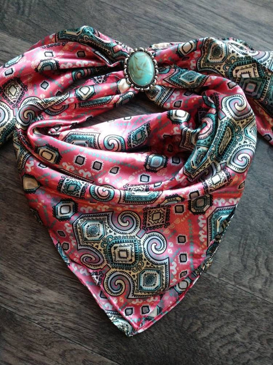 Wild Rag Pink Mayan Aztec Tribal Print Western Cowboy Neck Scarf Bandana by Double B Wild Rags