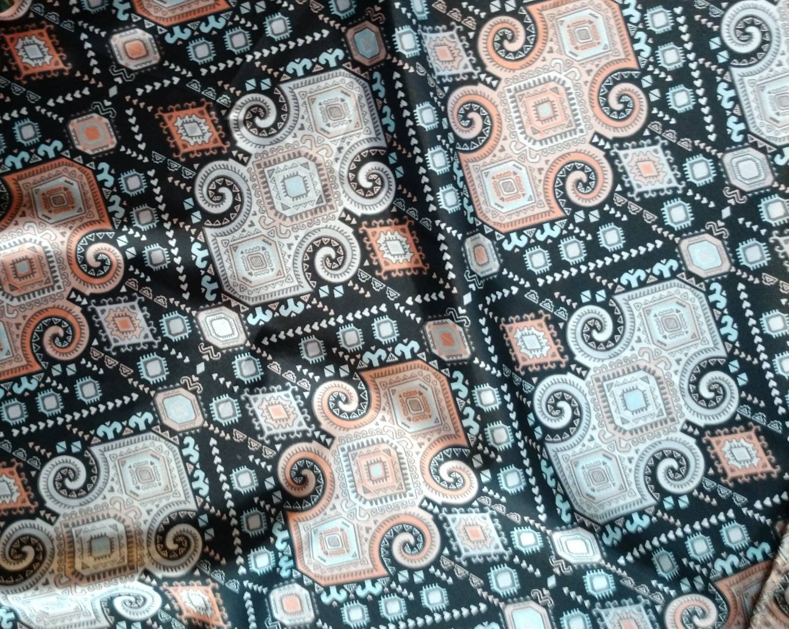 Wild Rag AZTEC 912 Black and Peach Mayan Tribal Print Western Cowboy Neck Scarf Bandana by Double B Wild Rags