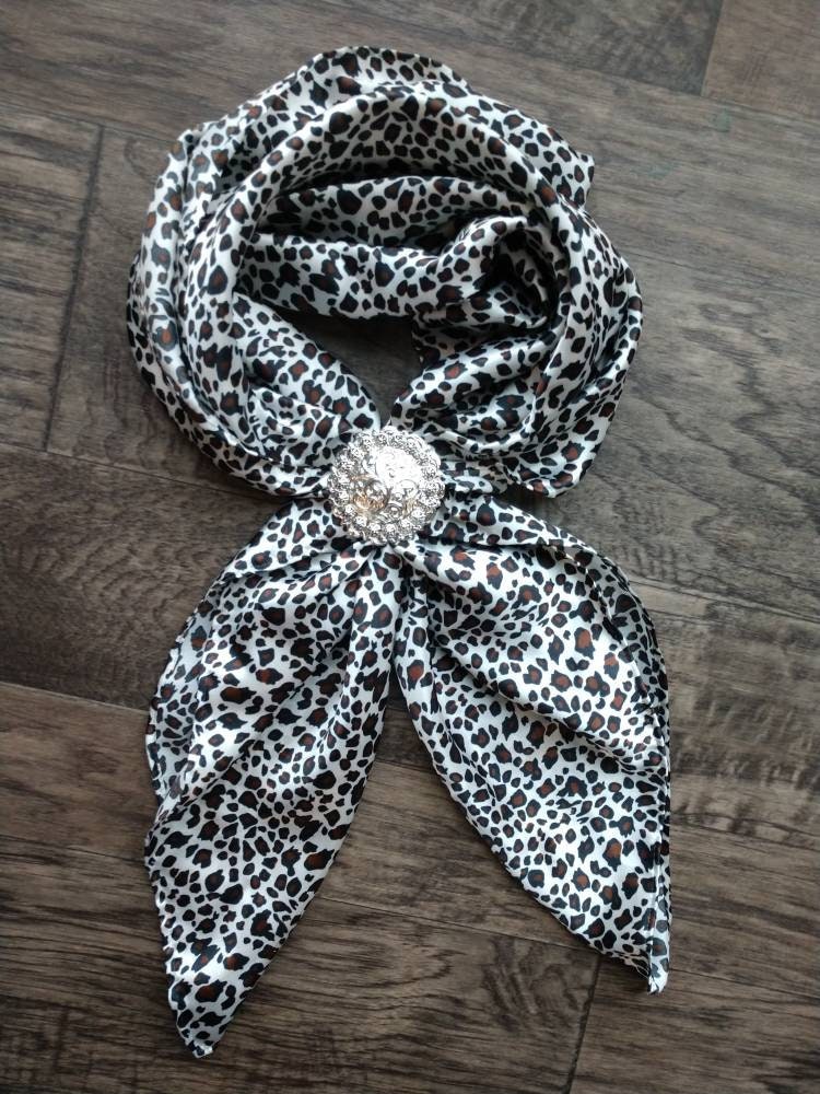 Wild Rag White and Brown small Cheetah print Cowboy Western Neck Scarf Bandanna by Double B Wild Rags