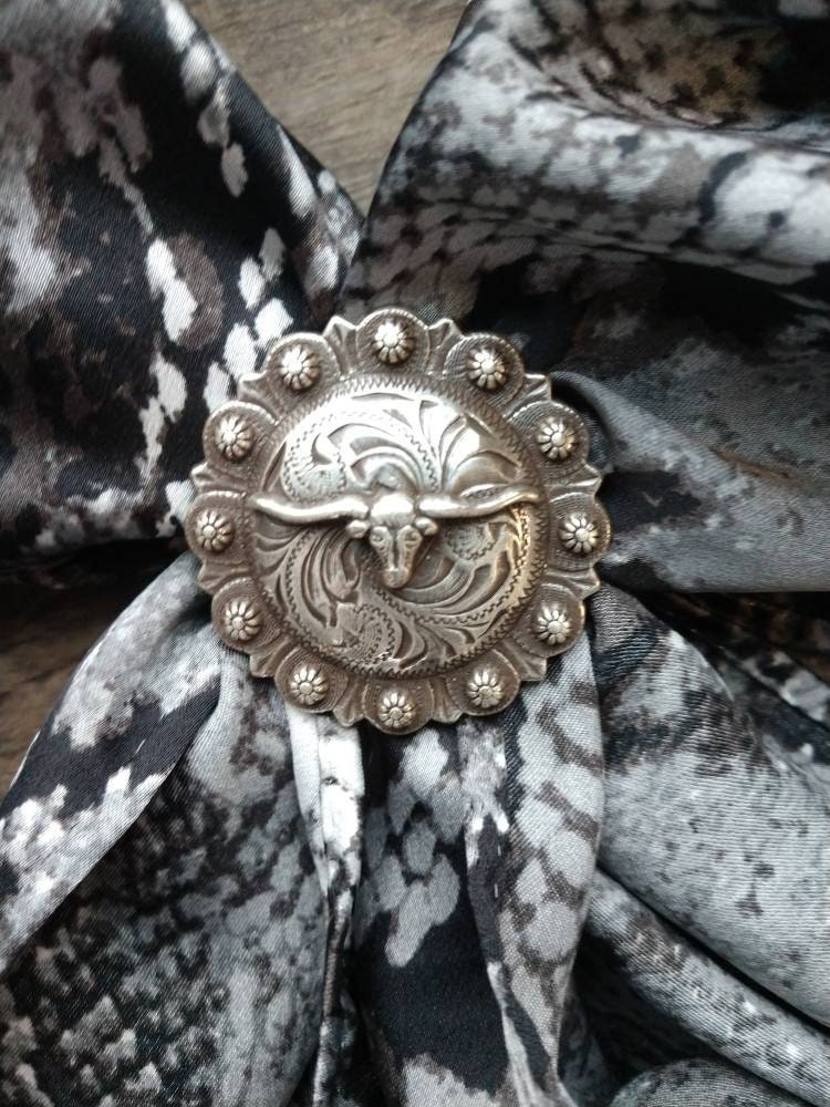 Wild Rag Slide 1.5" Round Longhorn Concho Scarf Slide from Double B Wild Rags