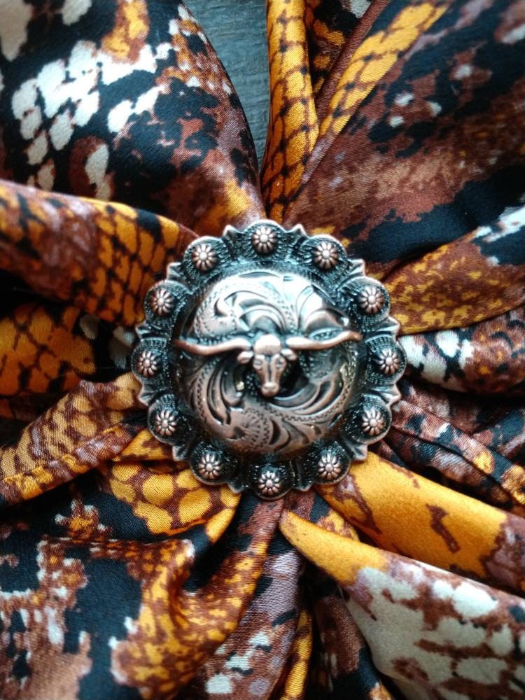 Wild Rag Slide 1.5" Round Longhorn Concho Scarf Slide from Double B Wild Rags