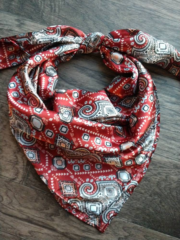 Wild Rag AZTEC 911 Red Mayan Tribal Print Western Cowboy Neck Scarf Bandana by Double B Wild Rags