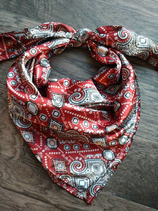 Wild Rag AZTEC 911 Red Mayan Tribal Print Western Cowboy Neck Scarf Bandana by Double B Wild Rags