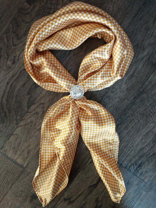 Wild Rag Mustard Yellow and White Gingham Houndstooth Cowboy Western Neck Scarf Bandanna by Double B Wild Rags