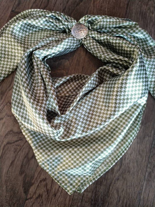 Wild Rag Dark Sage Green and White Gingham Houndstooth Cowboy Western Neck Scarf Bandanna by Double B Wild Rags