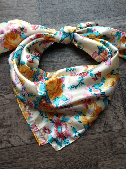 Wild Rag Orange and Turquoise Paisley Floral Cowboy Western Neck Scarf Bandanna by Double B Wild Rags