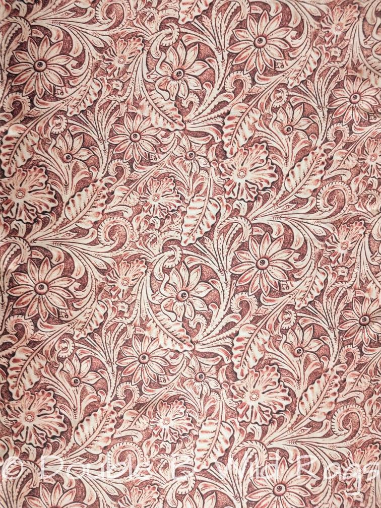 Wild Rag Floral Tooled Leather light tan Cowboy Western Neck Scarf Bandanna by Double B Wild Rags