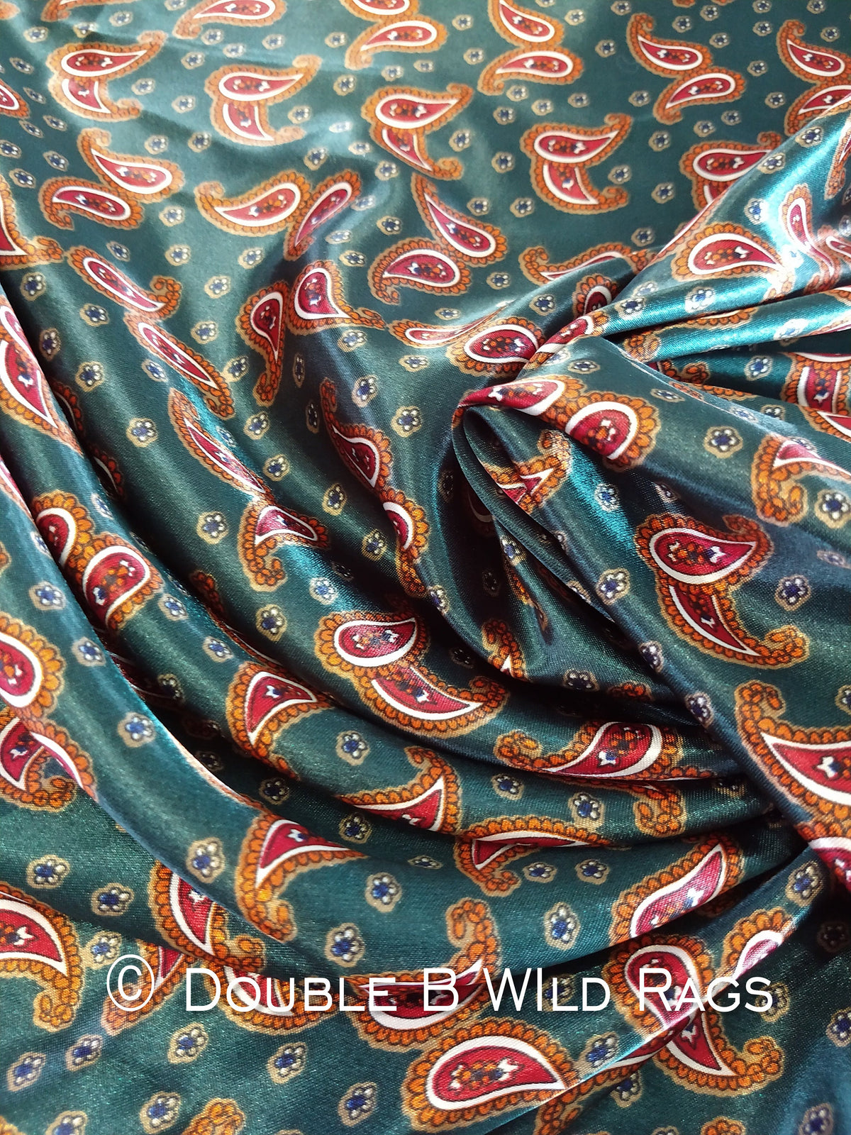 WILD RAG Hunter Green and Copper Paisley western neck scarf bandanna by Double B Wild Rags