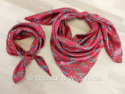 WILD RAG PAISLEY Red, Navy Blue, and Copper Paisley western neck scarf bandanna by Double B Wild Rags