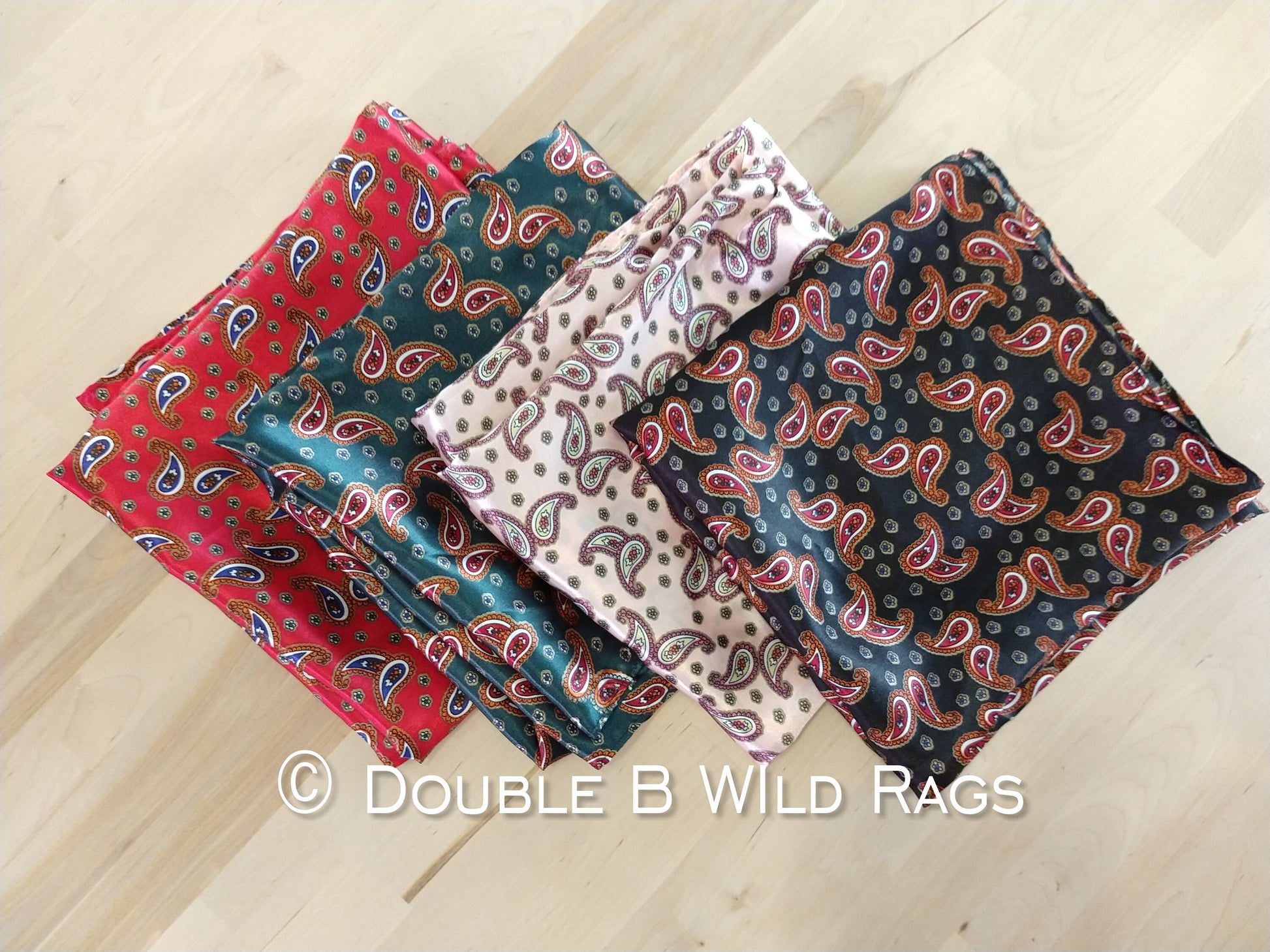 WILD RAG PAISLEY 130 Red, Navy Blue, and Copper Paisley western neck scarf bandanna by Double B Wild Rags
