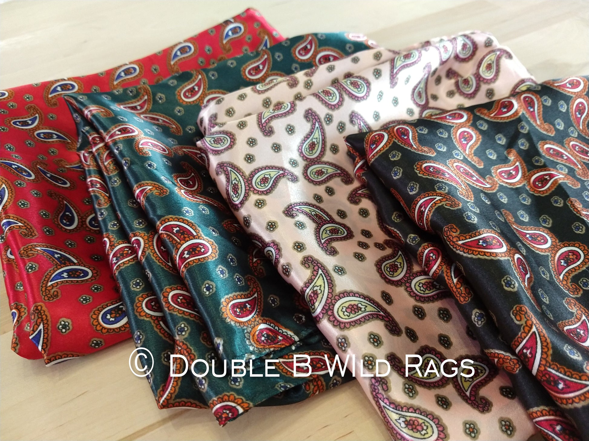 WILD RAG PAISLEY 130 Red, Navy Blue, and Copper Paisley western neck scarf bandanna by Double B Wild Rags