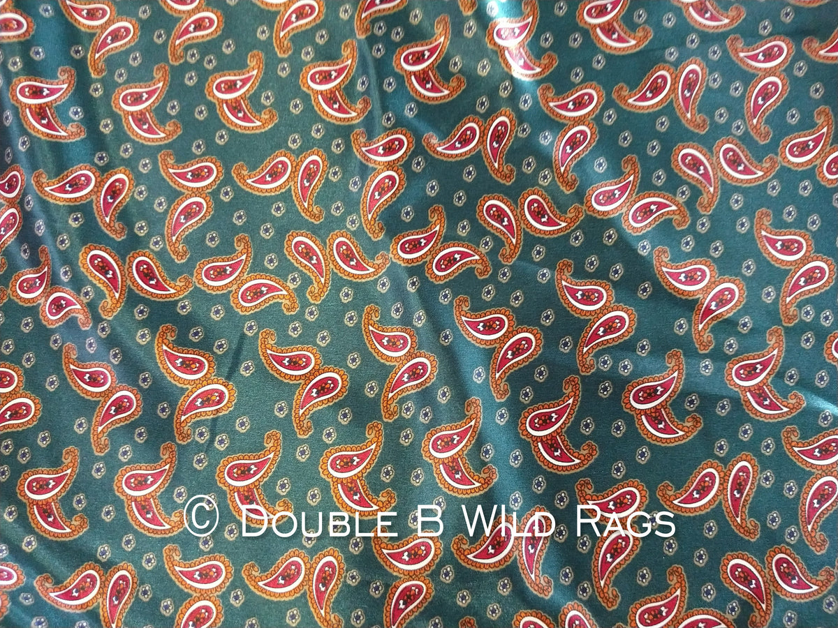 WILD RAG Hunter Green and Copper Paisley western neck scarf bandanna by Double B Wild Rags