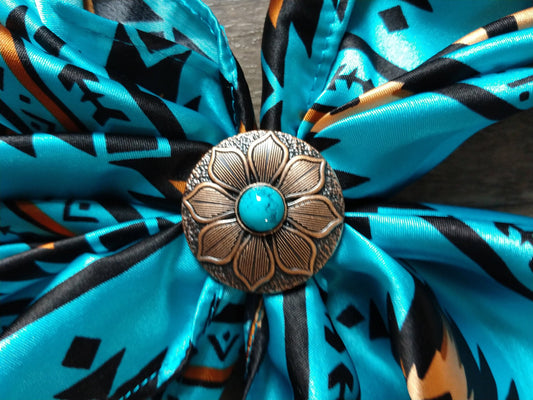 Wild Rag SLIDE 501 Bronze flower with turquoise bead Concho Scarf Slide from Double B Wild Rags