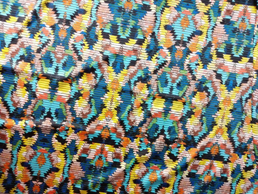 Wild Rag Yellow, Orange, Blue and black Aztec Tribal Print Western Cowboy Neck Scarf Bandana by Double B Wild Rags