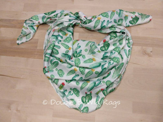 WILD RAG White with Green cactus and red and yellow flowers Cowboy Western Neck Scarf Bandanna by Double B Wild Rags