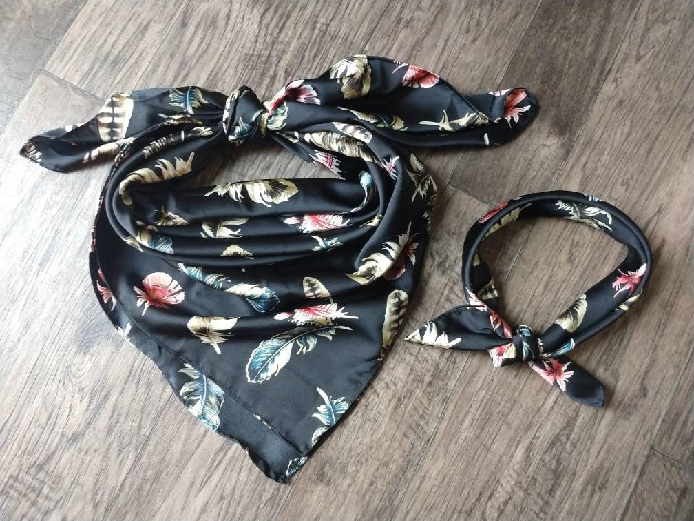 Wild Rag Black Multi Feather Print Western Cowboy Neck Scarf Bandana by Double B Wild Rags