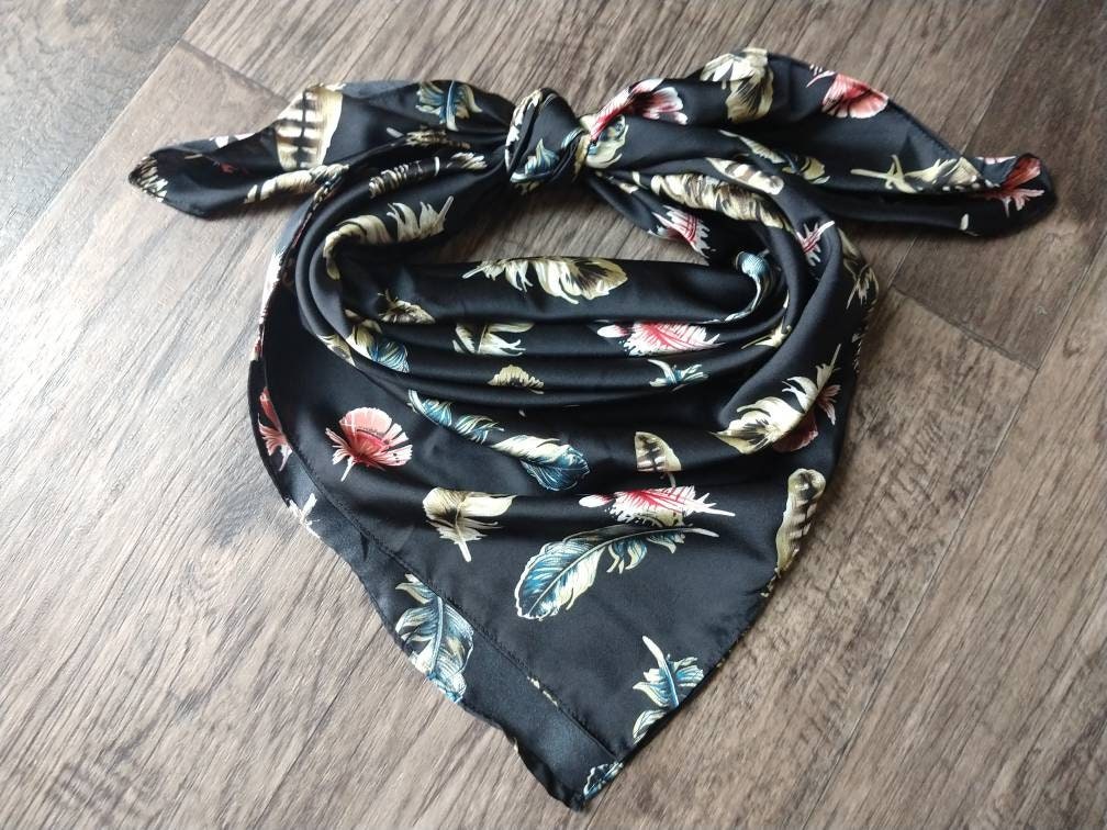 Wild Rag Black Multi Feather Print Western Cowboy Neck Scarf Bandana by Double B Wild Rags