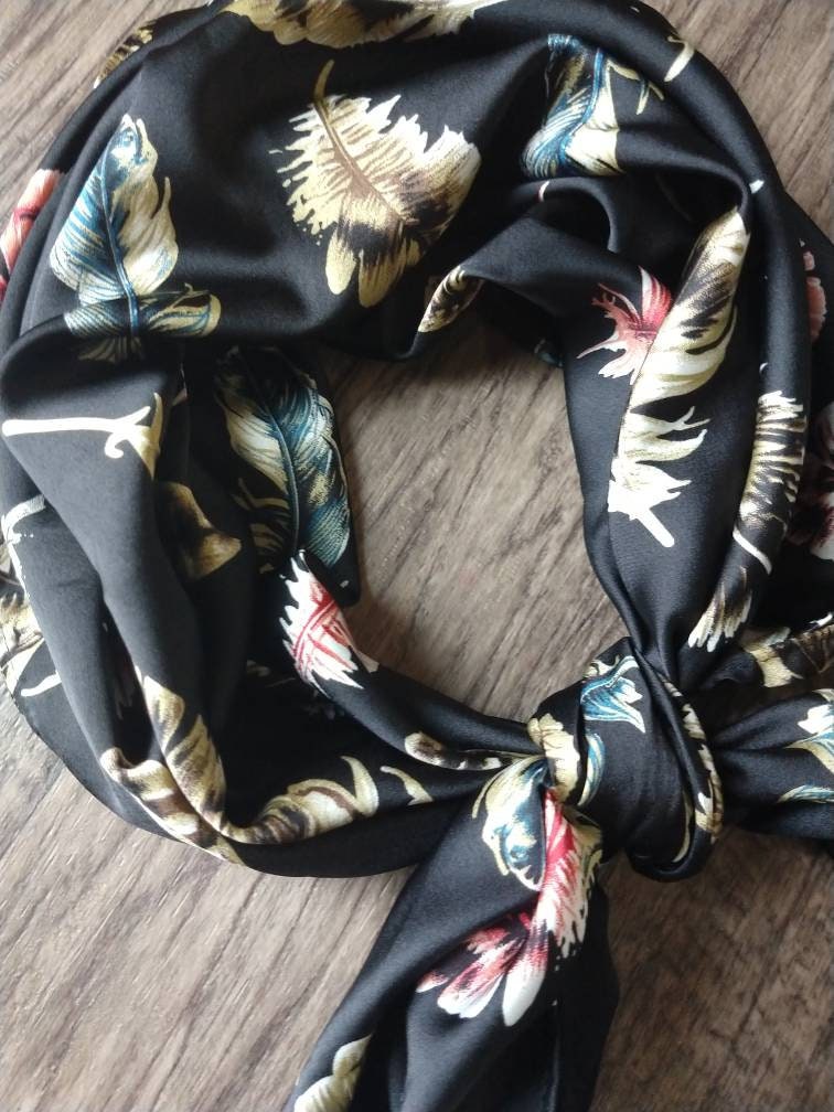 Wild Rag Black Multi Feather Print Western Cowboy Neck Scarf Bandana by Double B Wild Rags
