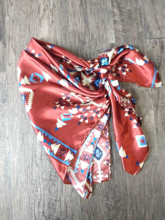 Wild Rag Rusty Orange Red Southwest Aztec Paisley Western Cowboy Neck Scarf Bandana by Double B Wild Rags