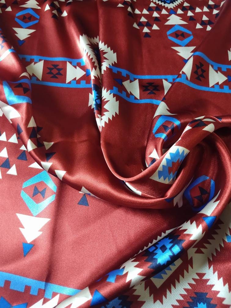 Wild Rag Rusty Orange Red Southwest Aztec Paisley Western Cowboy Neck Scarf Bandana by Double B Wild Rags