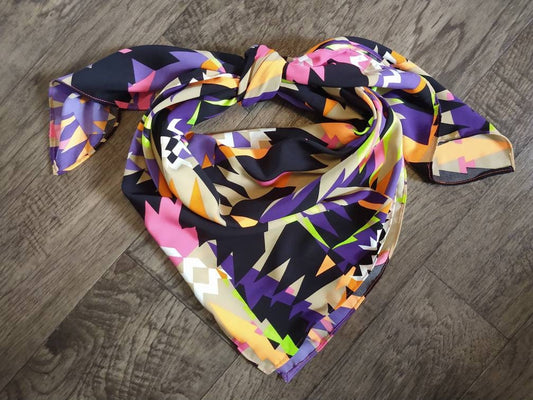 Wild Rag Neon 90's style geometric print Cowboy Western Neck Scarf Bandanna by Double B Wild Rags