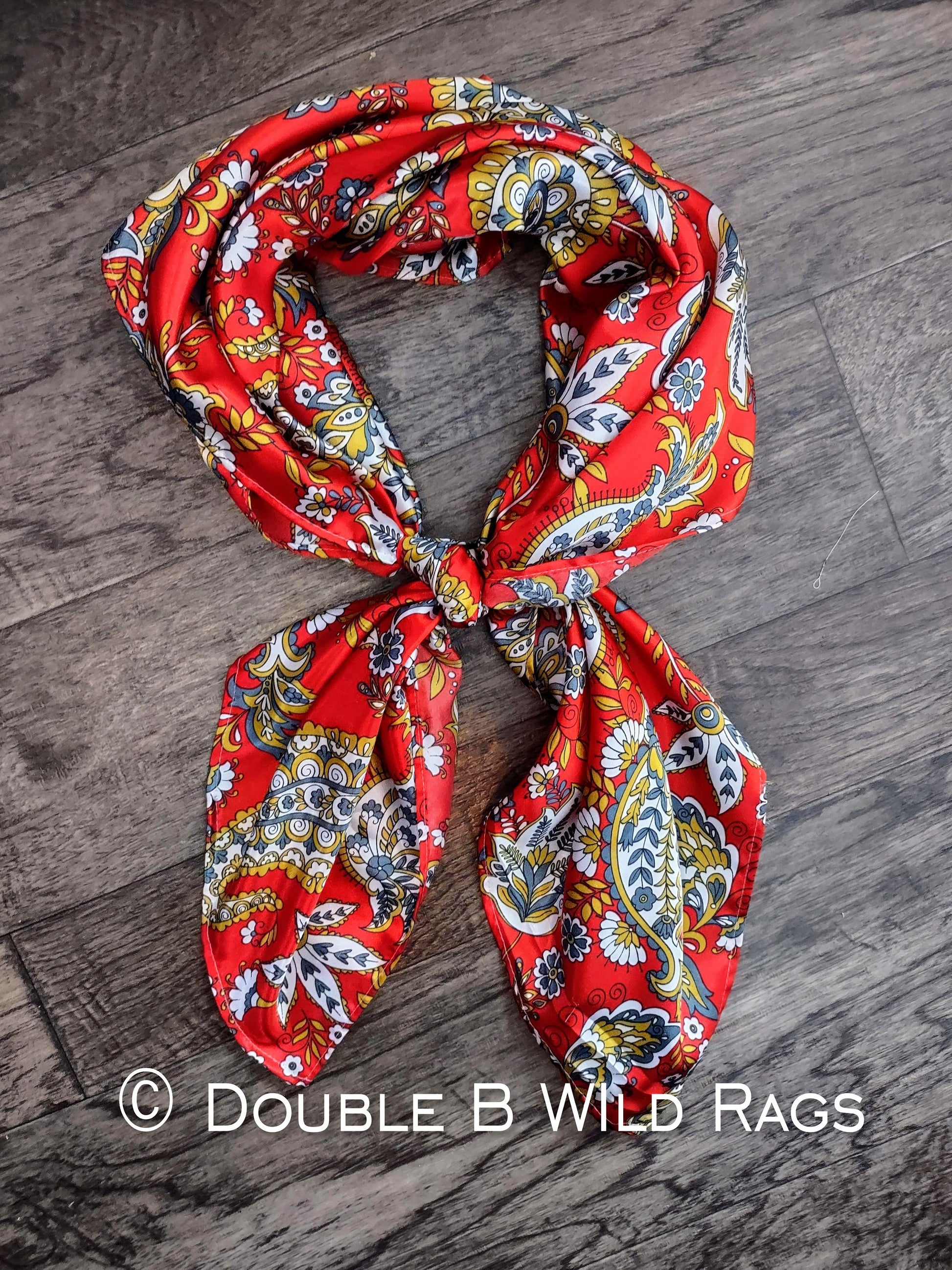 WILD RAG PAISLEY 120 Vintage Red and Gold Western Cowboy Neck Scarf Bandana by Double B Wild Rags