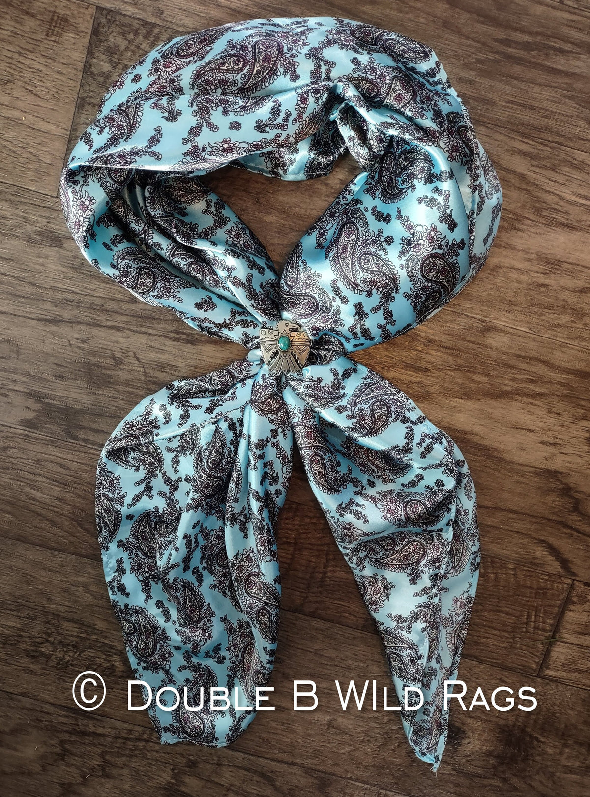 Wild Rag Retro Paisley Turquoise Light Blue Cowboy Western Neck Scarf Bandanna by Double B Wild Rags