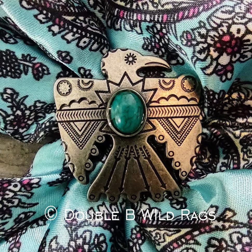 Wild Rag SLIDE 507 Thunderbird Concho Copper or Antique Silver Scarf Slide from Double B Wild Rags